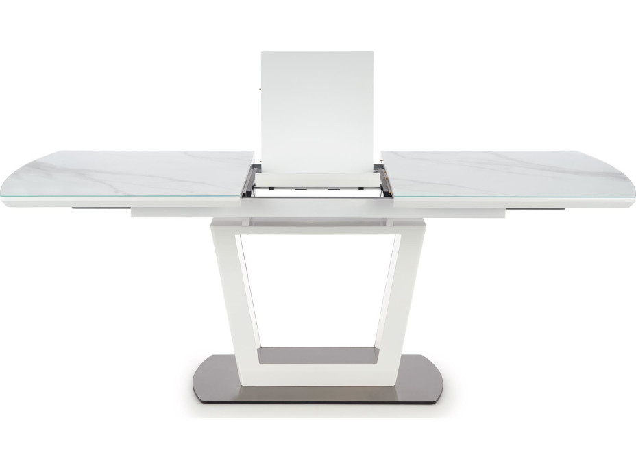 Jídelní stůl BLAŽEJ - 160(200)x90x76 cm - rozkládací - bílý mramor/bílý