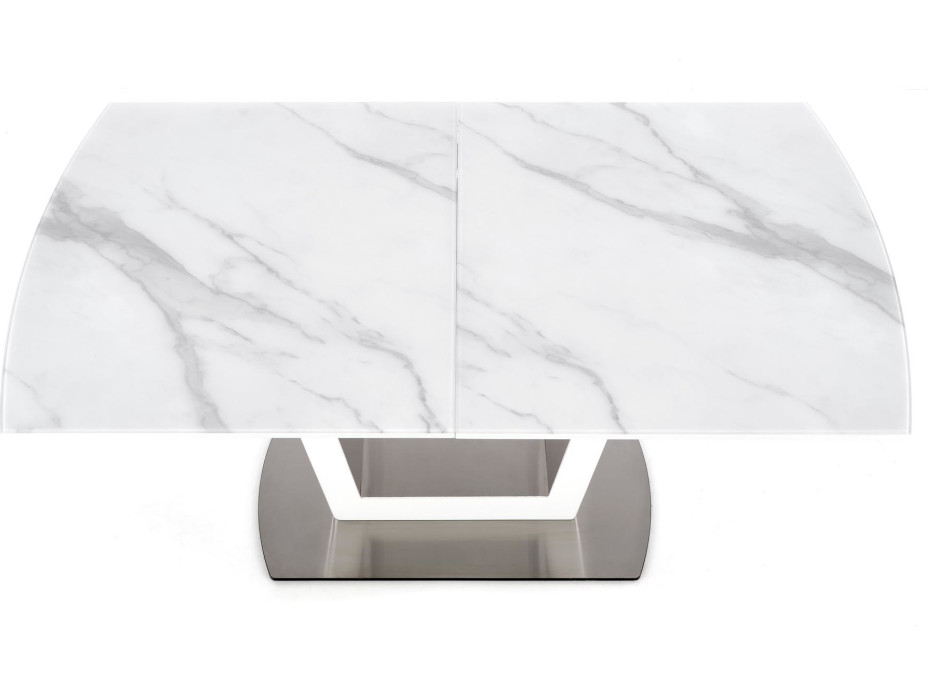 Jídelní stůl BLAŽEJ - 160(200)x90x76 cm - rozkládací - bílý mramor/bílý