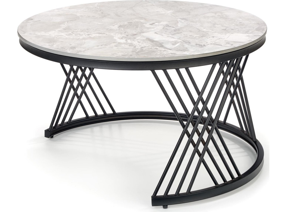 Konferenční stolek SWAN - popelavý mramor/černá