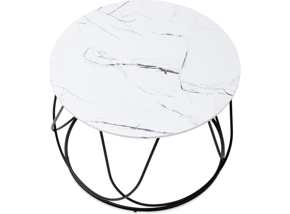 Konferenční stolek NUBI - černý/bílý mramor