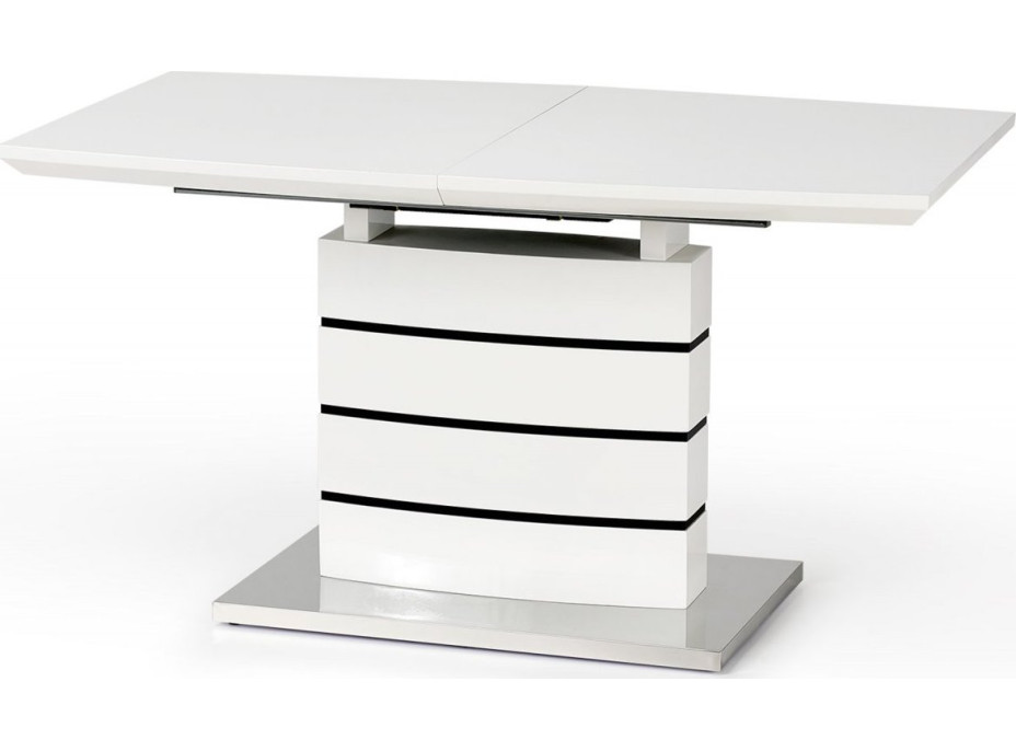 Jídelní stůl SEAN - 140(180)x80x76 cm - rozkládací - bílý/černý