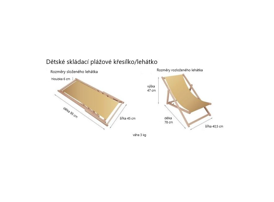 Dětské skládací lehátko - bez vzoru