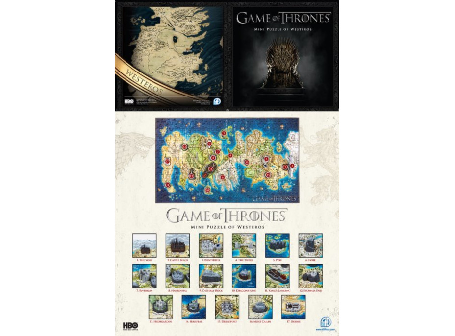 4D Cityscape 4D puzzle Hra o trůny: Westeros mini 367 dílků