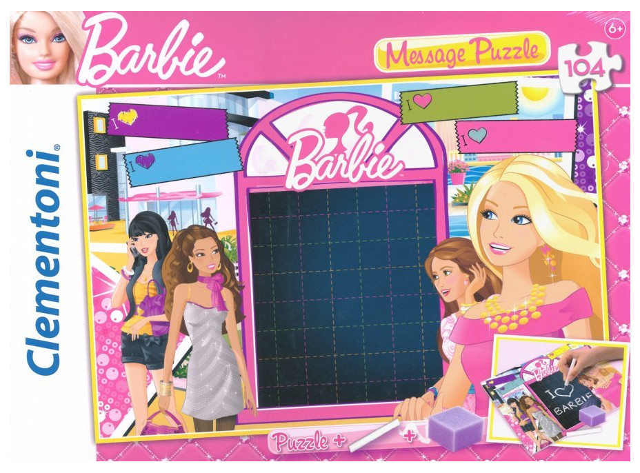 CLEMENTONI Puzzle tabulka Barbie: Zamilovaný vzkaz 104 dílků