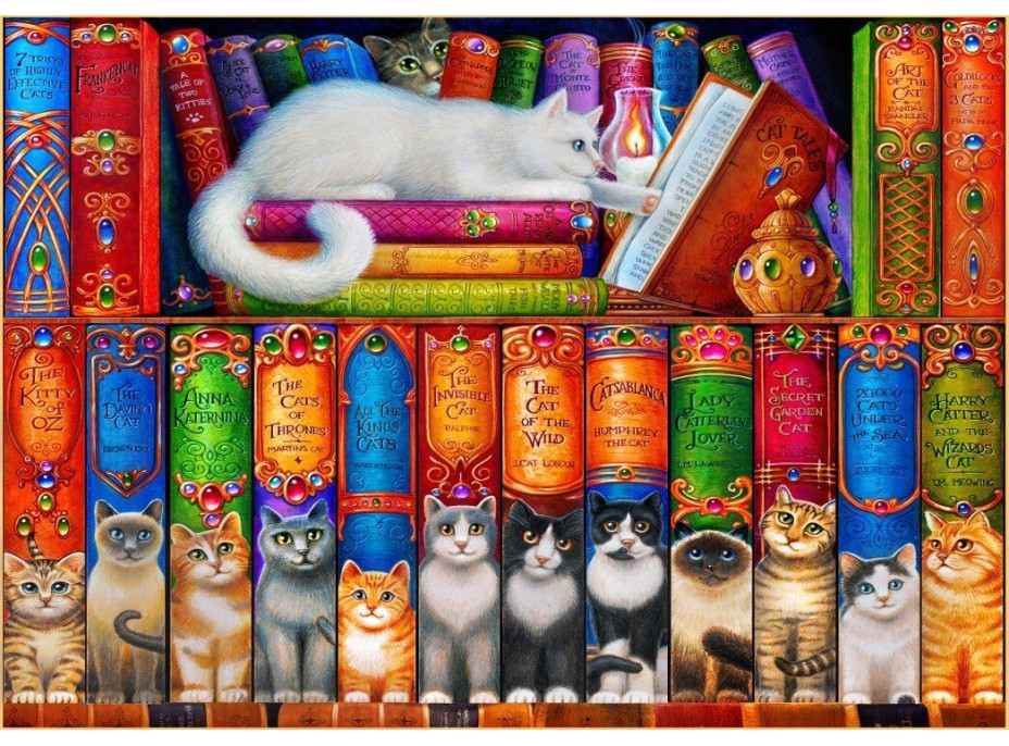 BLUEBIRD Puzzle Kočičí knihovnička 150 dílků