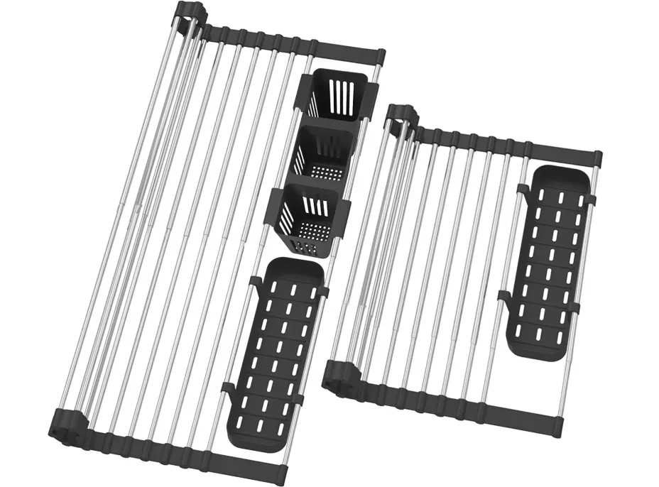 Odkapávací teleskopická podložka na dřez 32x33-58 cm - černá