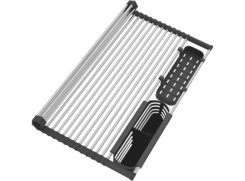 Odkapávací teleskopická podložka na dřez 32x33-58 cm - černá