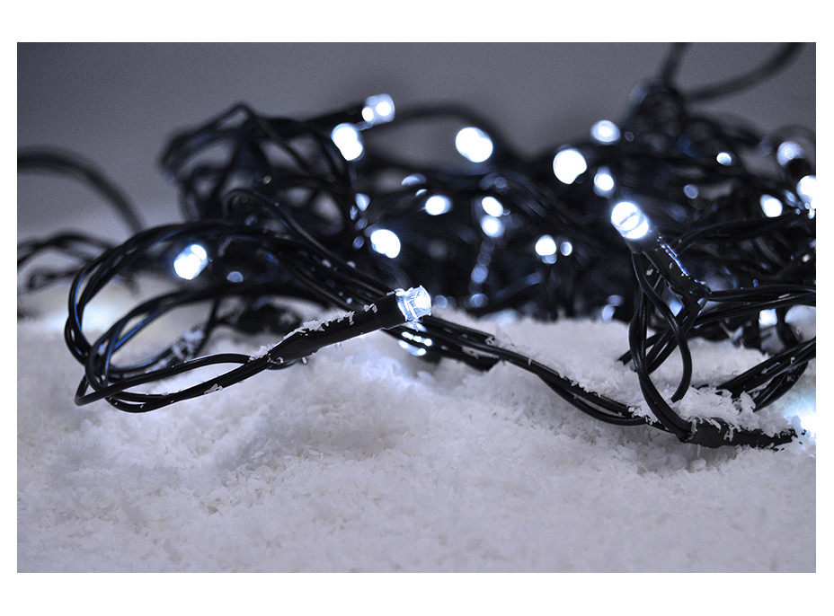 LED venkovní vánoční řetěz - 200 LED - 8 funkcí - barva studená bílá