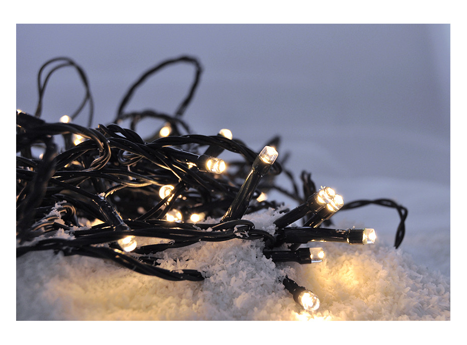 LED venkovní vánoční řetěz - 200 LED - 8 funkcí - barva teplá bílá