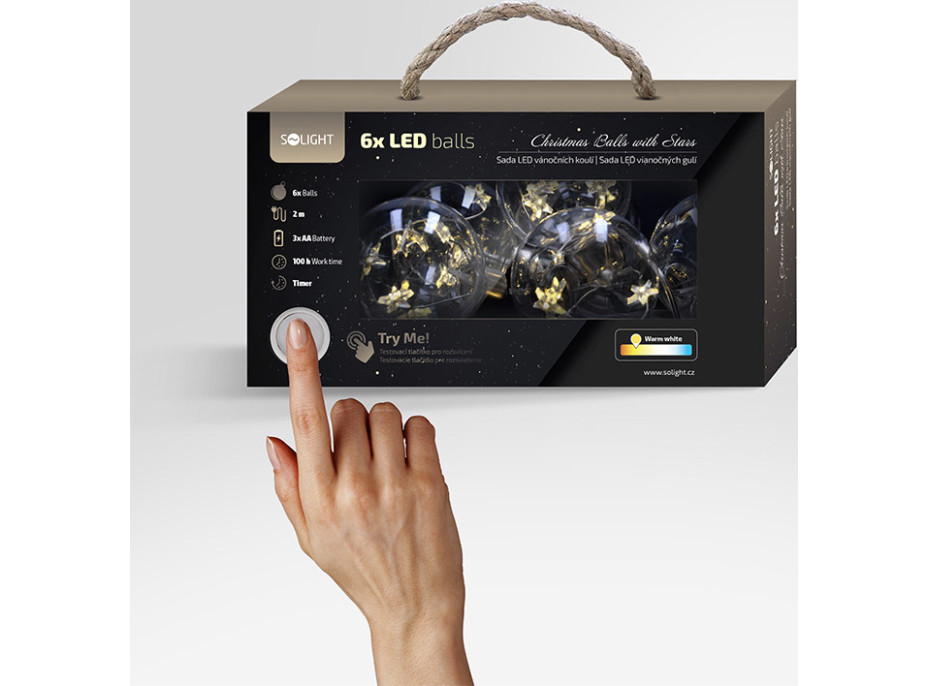 LED vánočních koulí s hvězdami - 30 LED