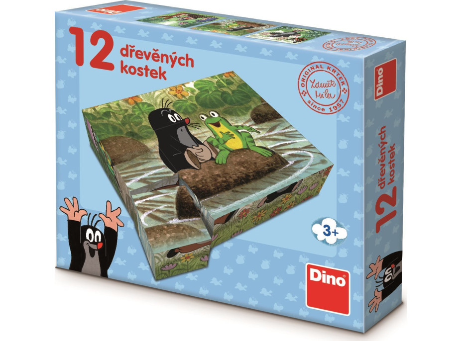 DINO Obrázkové kostky Krtek a zvířátka, 12 kostek