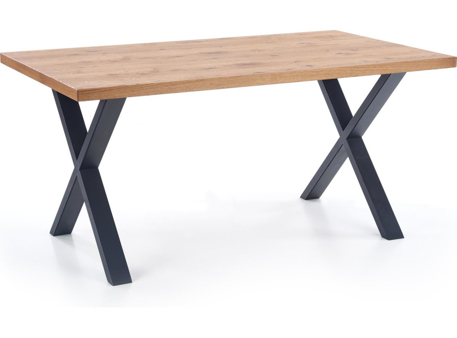 Jídelní stůl ANTON - 160(250)x90x76 cm - rozkládací - dub světlý/černý