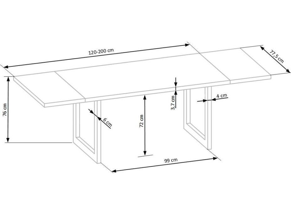 Jídelní stůl JOSHUA- 120x78x76 cm - dub přírodní/černý