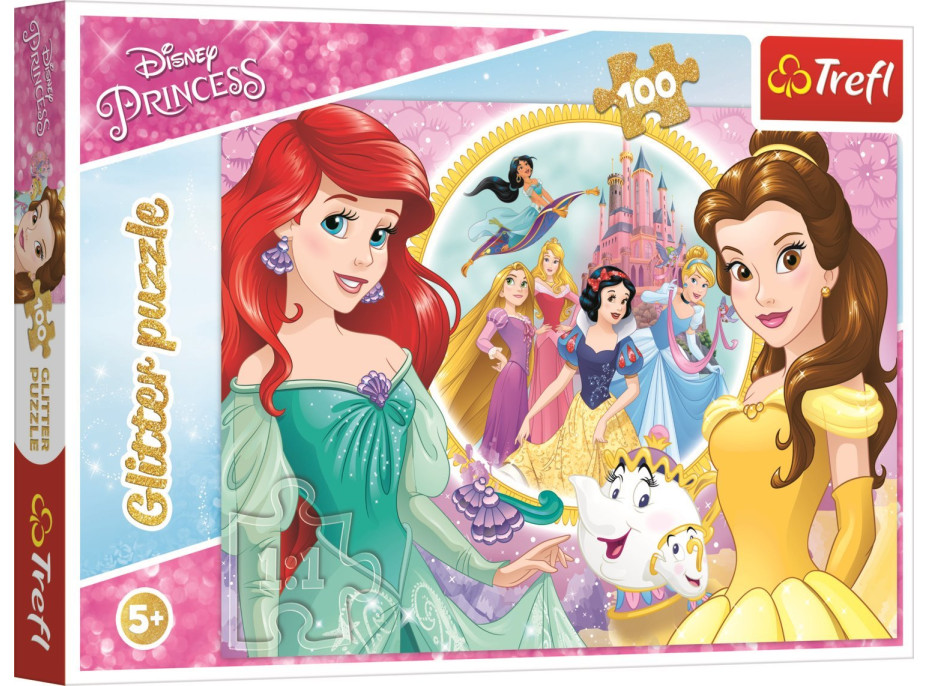 TREFL Třpytivé puzzle Disney princezny 100 dílků