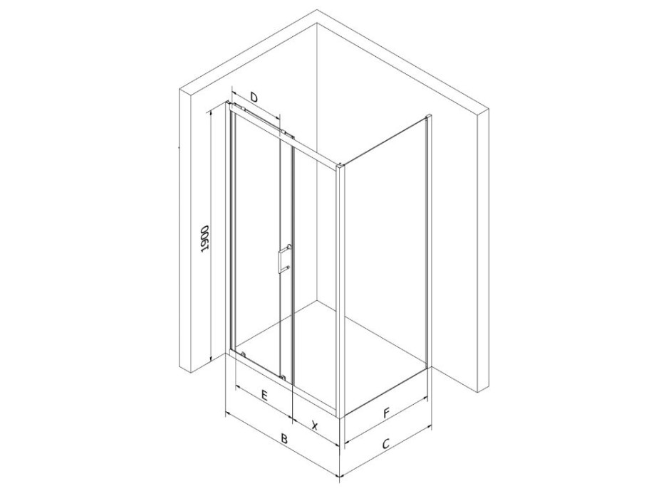 Sprchový kout MEXEN APIA - 125x70 cm - BLACK