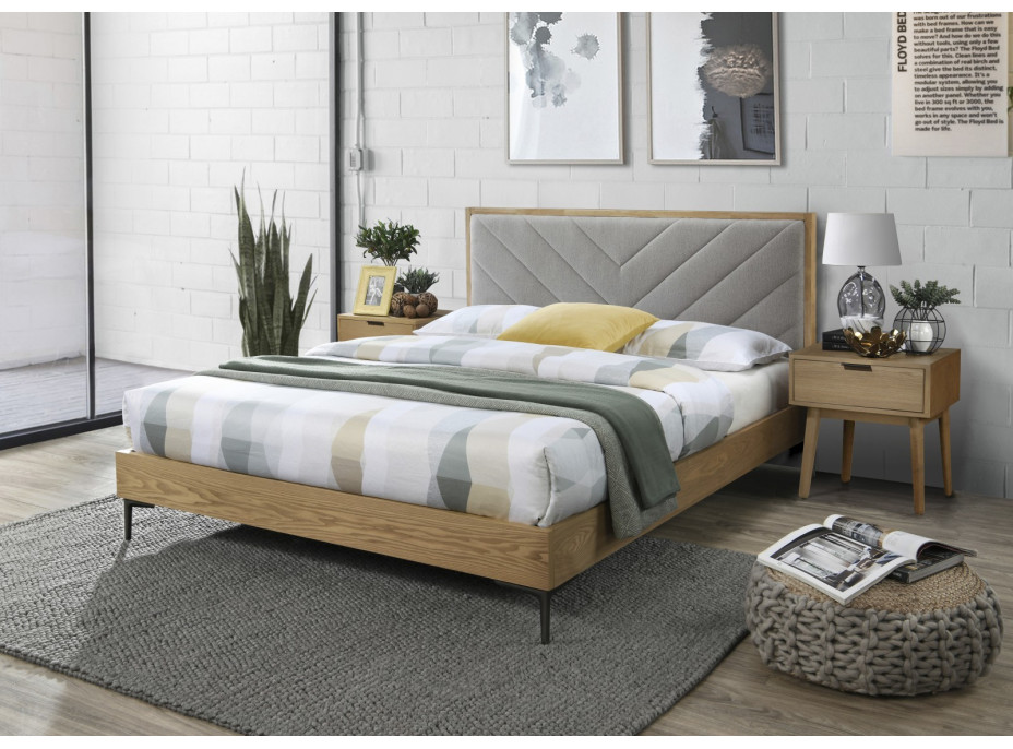 Čalouněná postel MELISSA 200x160 cm - šedá/přírodní