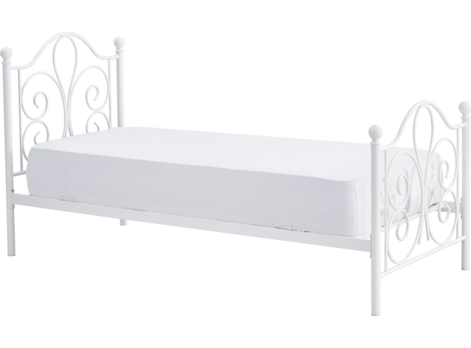 Kovová postel QUEEN 200x90 cm - bílá