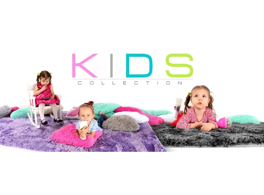 Plyšový dětský koberec ČERNÝ