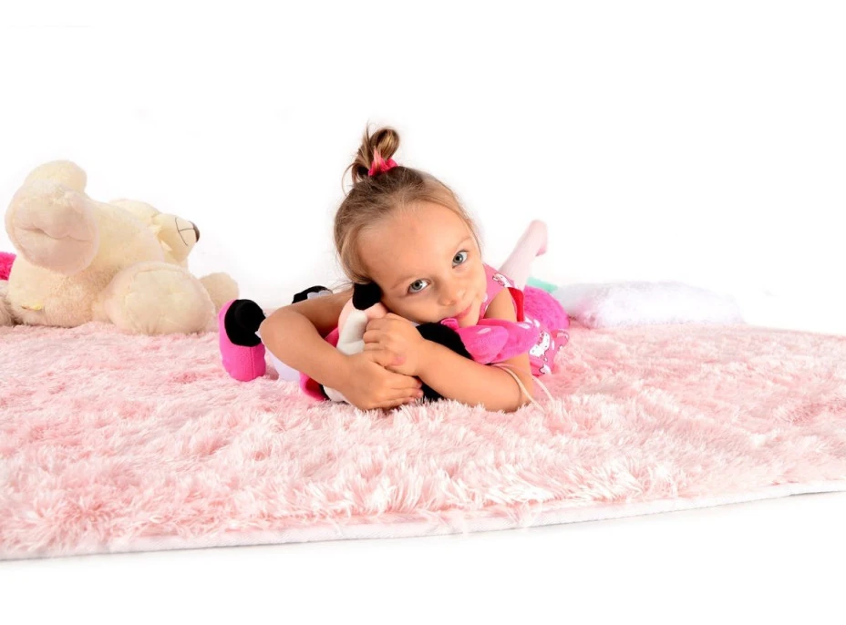 Plyšový dětský koberec RŮŽOVÝ