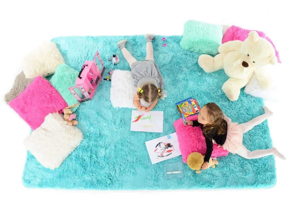 Plyšový detský koberec Tyrkysové