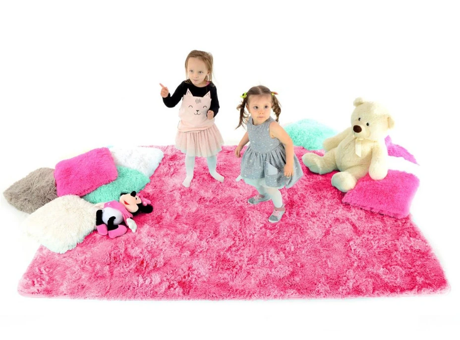 Plyšový dětský koberec TMAVĚ-RŮŽOVÝ