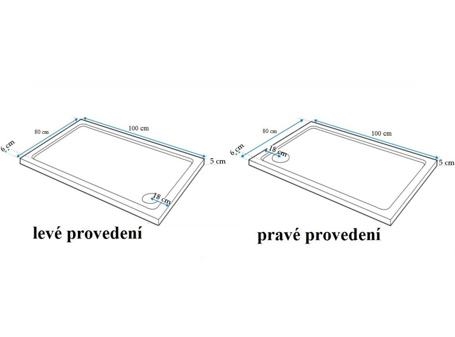 Sprchová vanička PORTA 80x100 cm