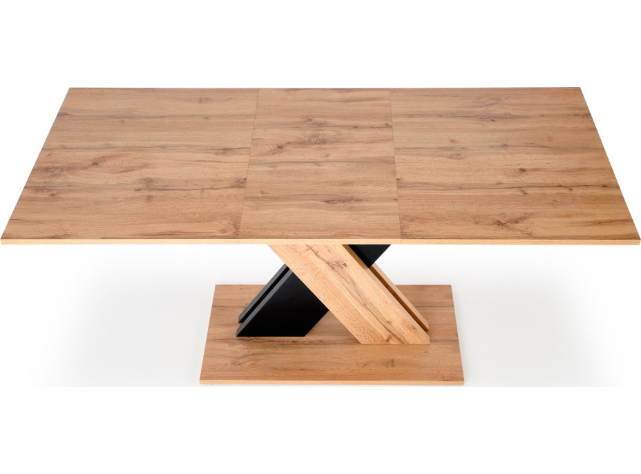 Jídelní stůl XAVI 130(175)x85x76 cm - rozkládací - dub wotan/černý