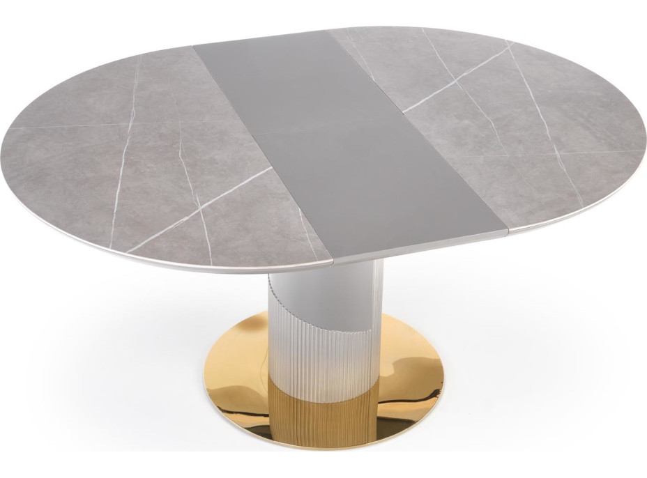 Jídelní stůl MARCO - 120(160)x120x76 cm - rozkládací - šedý/zlatý