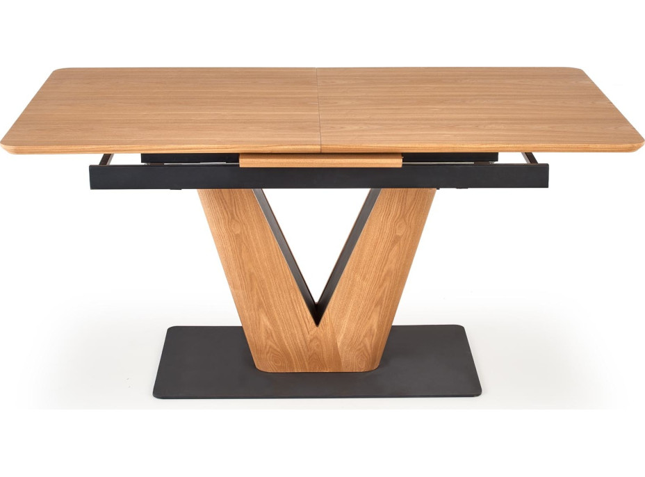 Jídelní stůl MATTEO - 160(200)x90x77 cm - rozkládací - dub přírodní/černý