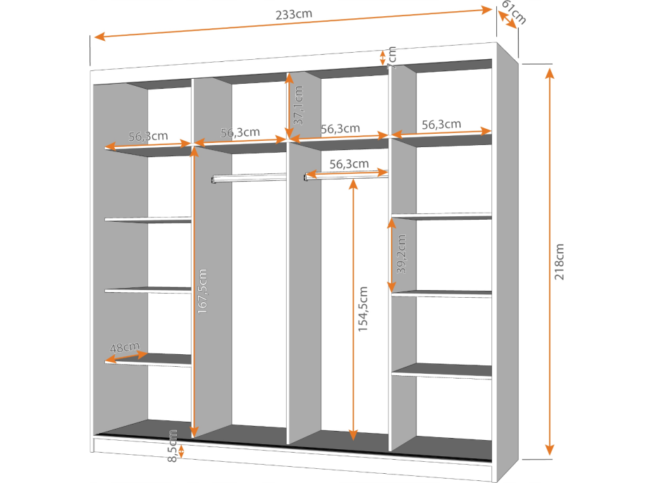 Šatní skříň VARIO 233 (více variant)