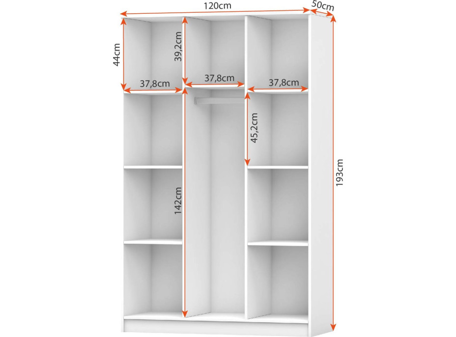 Šatní skříň SCOUT 120 - bílá (více variant)