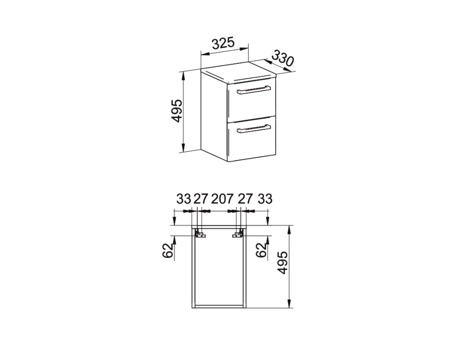 Koupelnová závěsná skříňka BINO 32,5 cm - spodní