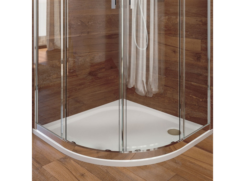 Čtvrtkruhová sprchová vanička - R550 - litý mramor