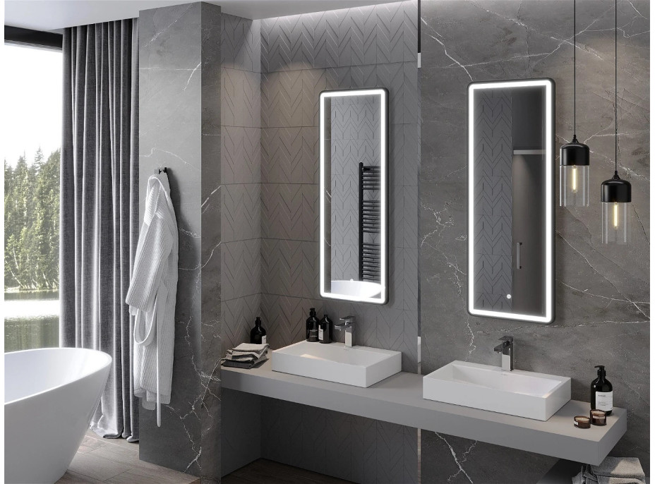 Obdélníkové zrcadlo MEXEN CORO 45x120 cm - s LED podsvícením a vyhříváním, 9817-045-120-611-70