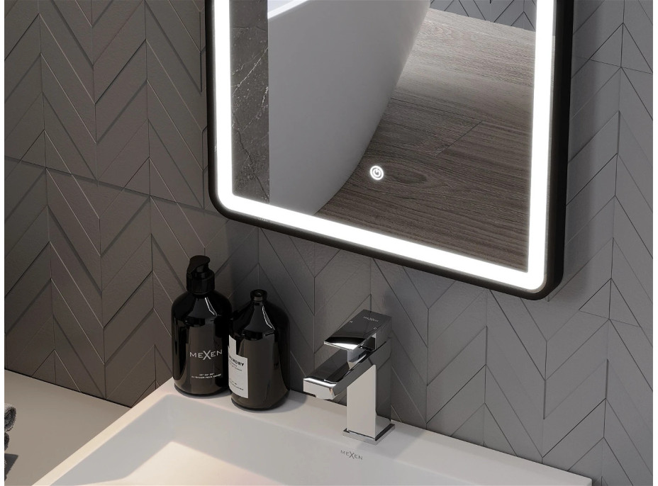 Obdélníkové zrcadlo MEXEN CORO 45x120 cm - s LED podsvícením a vyhříváním, 9817-045-120-611-70