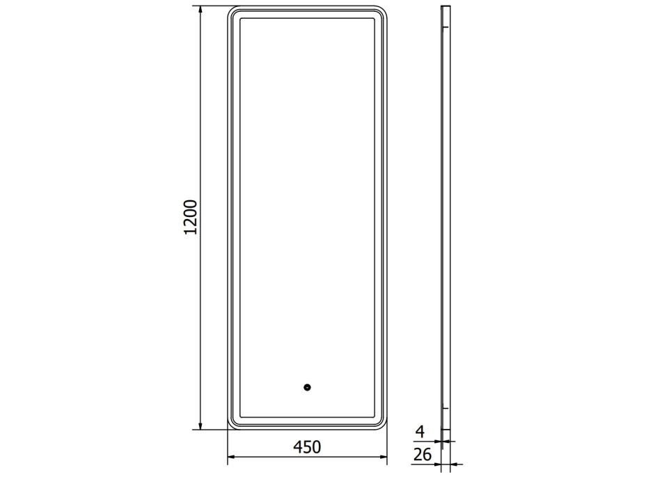 Obdélníkové zrcadlo MEXEN CORO 45x120 cm - s LED podsvícením a vyhříváním, 9817-045-120-611-70