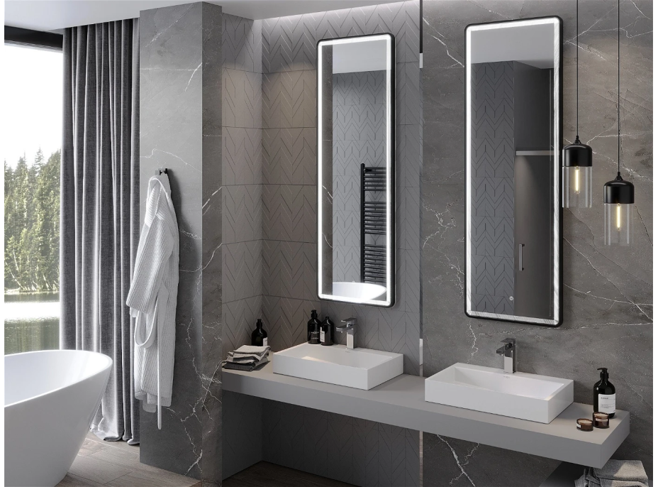 Obdélníkové zrcadlo MEXEN CORO 50x150 cm - s LED podsvícením a vyhříváním, 9817-050-150-611-70