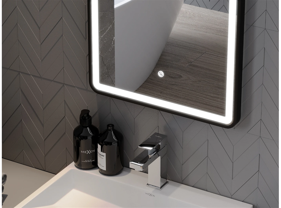 Obdélníkové zrcadlo MEXEN CORO 50x150 cm - s LED podsvícením a vyhříváním, 9817-050-150-611-70