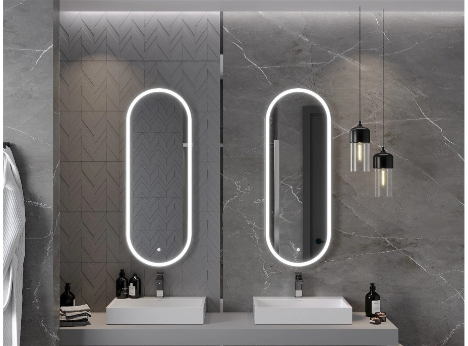 Oválné zrcadlo MEXEN BONO 45x120 cm - s LED podsvícením a vyhříváním, 9816-045-120-611-00