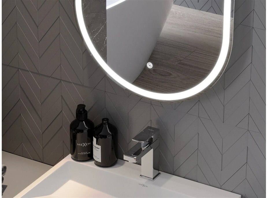 Oválné zrcadlo MEXEN BONO 45x120 cm - s LED podsvícením a vyhříváním, 9816-045-120-611-00