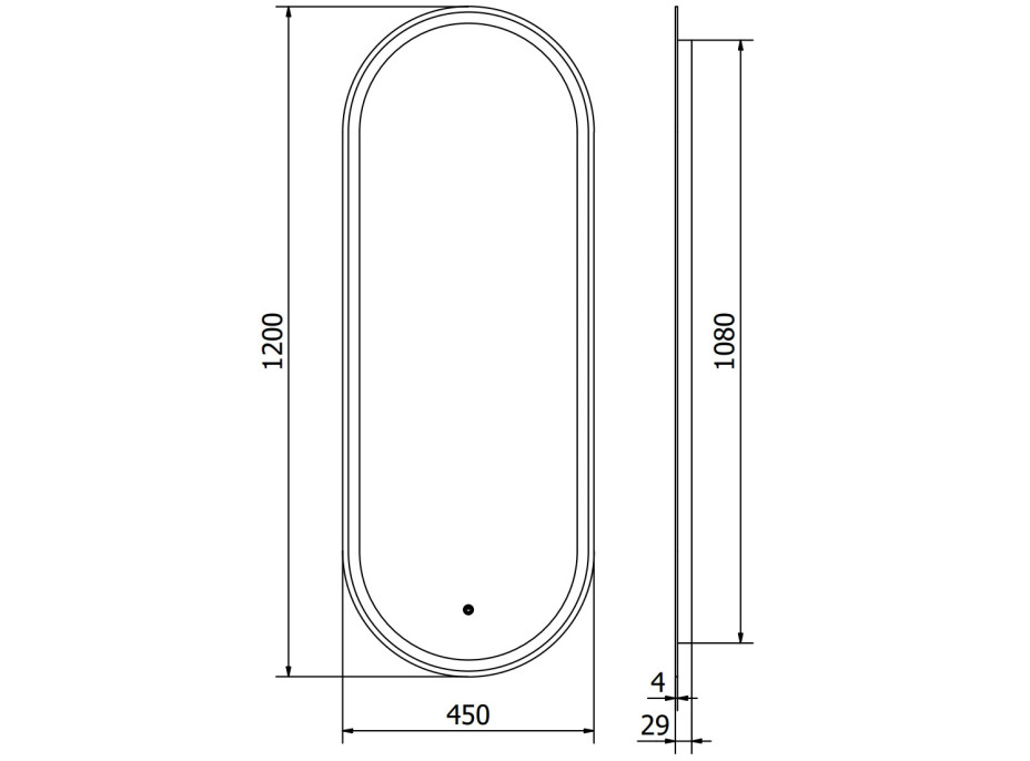 Oválné zrcadlo MEXEN BONO 45x120 cm - s LED podsvícením a vyhříváním, 9816-045-120-611-00