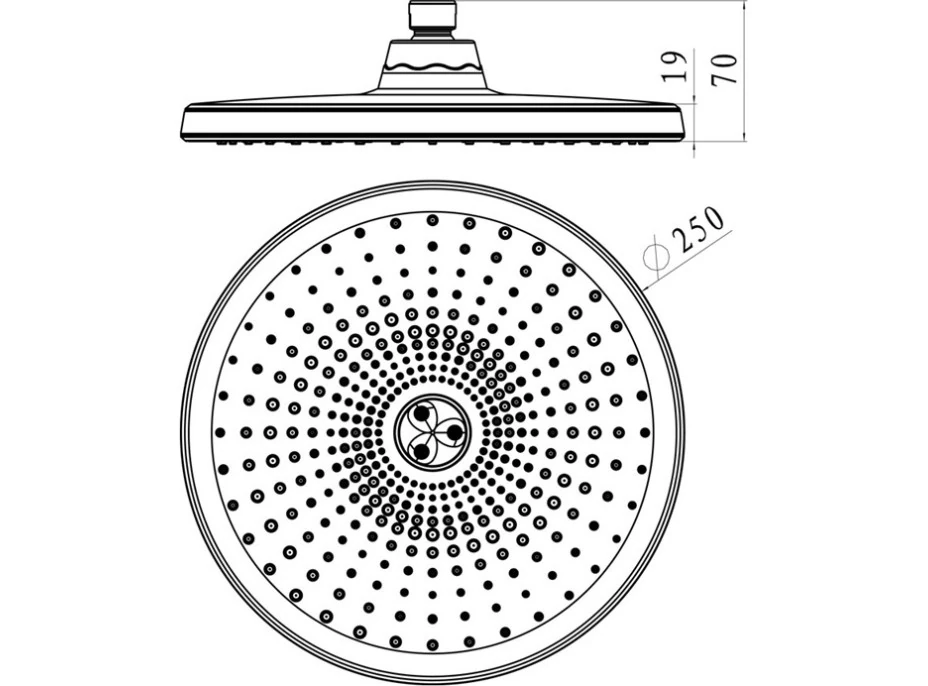 Sprchová dešťová hlavice - kulatá - 25 cm
