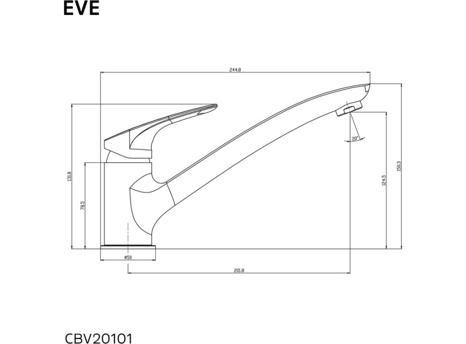 Kuchyňská dřezová baterie EVE - ramínko 21 cm - chromová