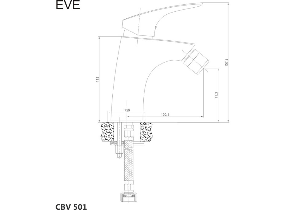 Bidetová baterie EVE bez výpusti - chromová