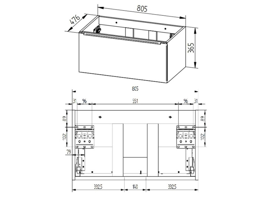 Koupelnová závěsná skříňka MAILO - 81 cm