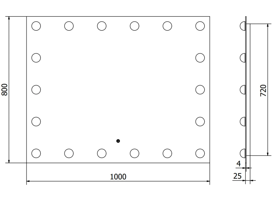 Obdélníkové zrcadlo MEXEN DONA 100x80 cm - s LED podsvícením a vyhříváním, 9818-100-080-611-00