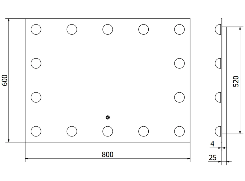 Obdélníkové zrcadlo MEXEN DONA 80x60 cm - s LED podsvícením a vyhříváním, 9818-080-060-611-00