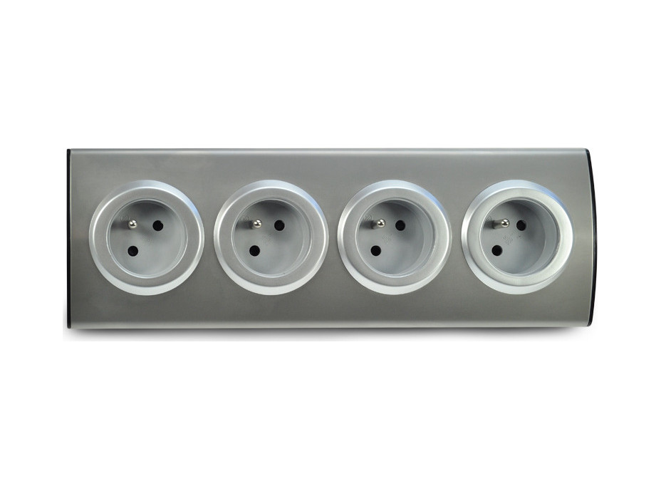 Prodlužovací přívod, 4 zásuvky, stříbrný, 1,5m, rohový design