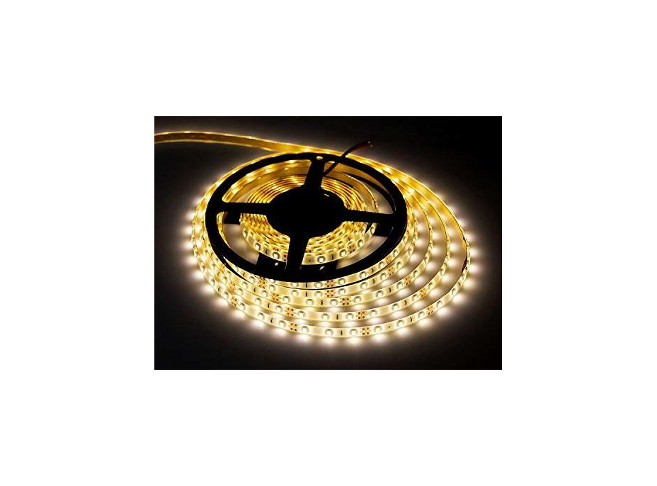 LED světelný pás s testrem, 5m, sada s 12V adaptérem, 4,8W/m, IP65, teplá bílá