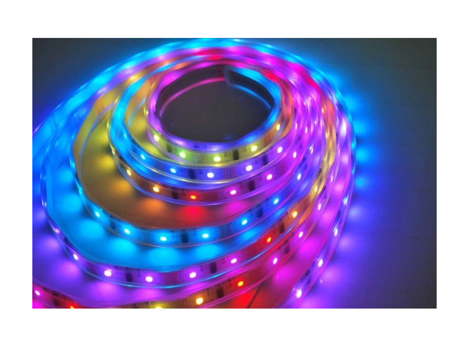 LED světelný pás, RGB, 3m, sada s 12V adaptérem a dálk. ovladačem, 7,2W/m, IP20